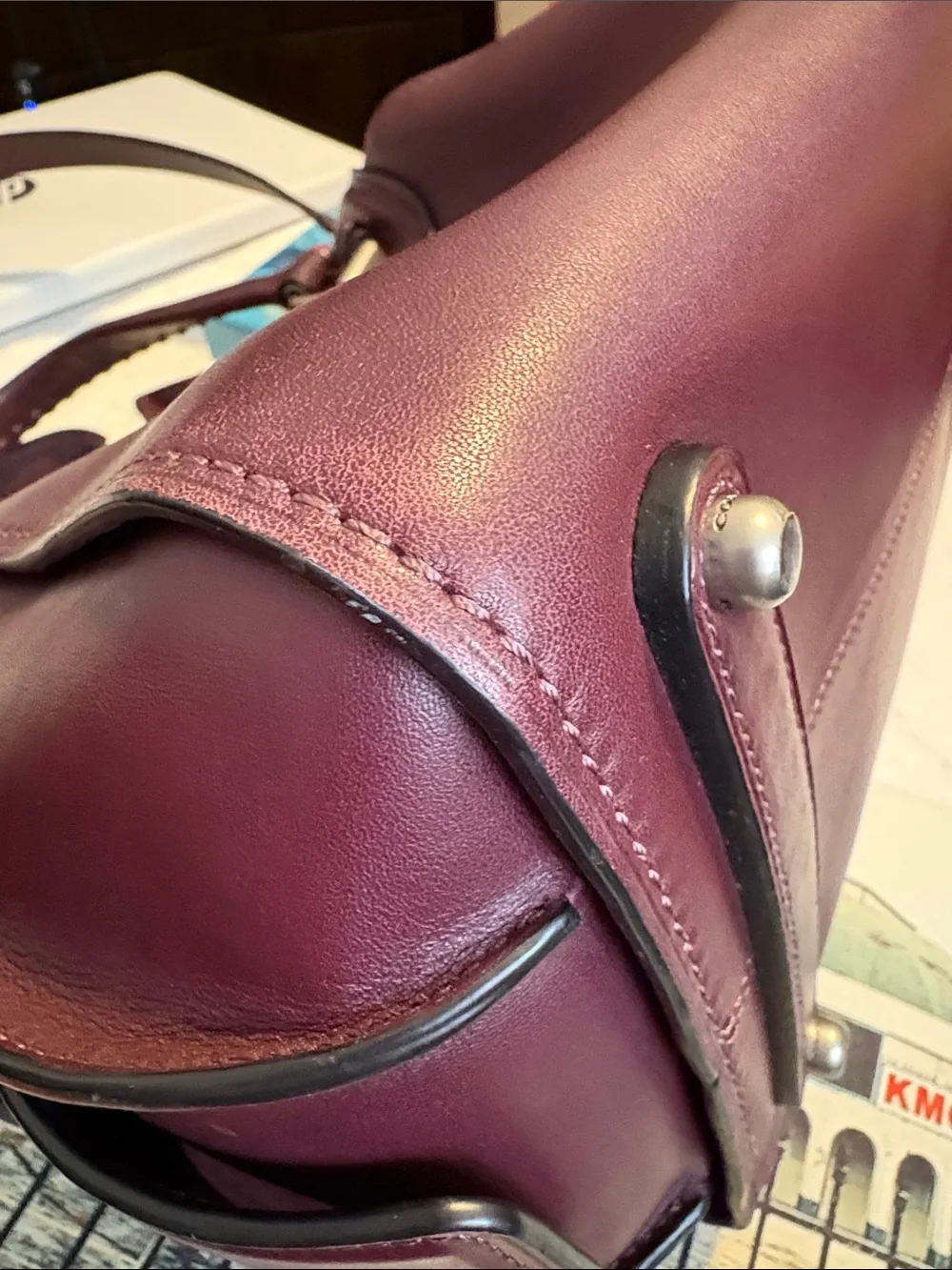 Coach Ace glove tanned leather Satchel Oxblood with Braided Handles.